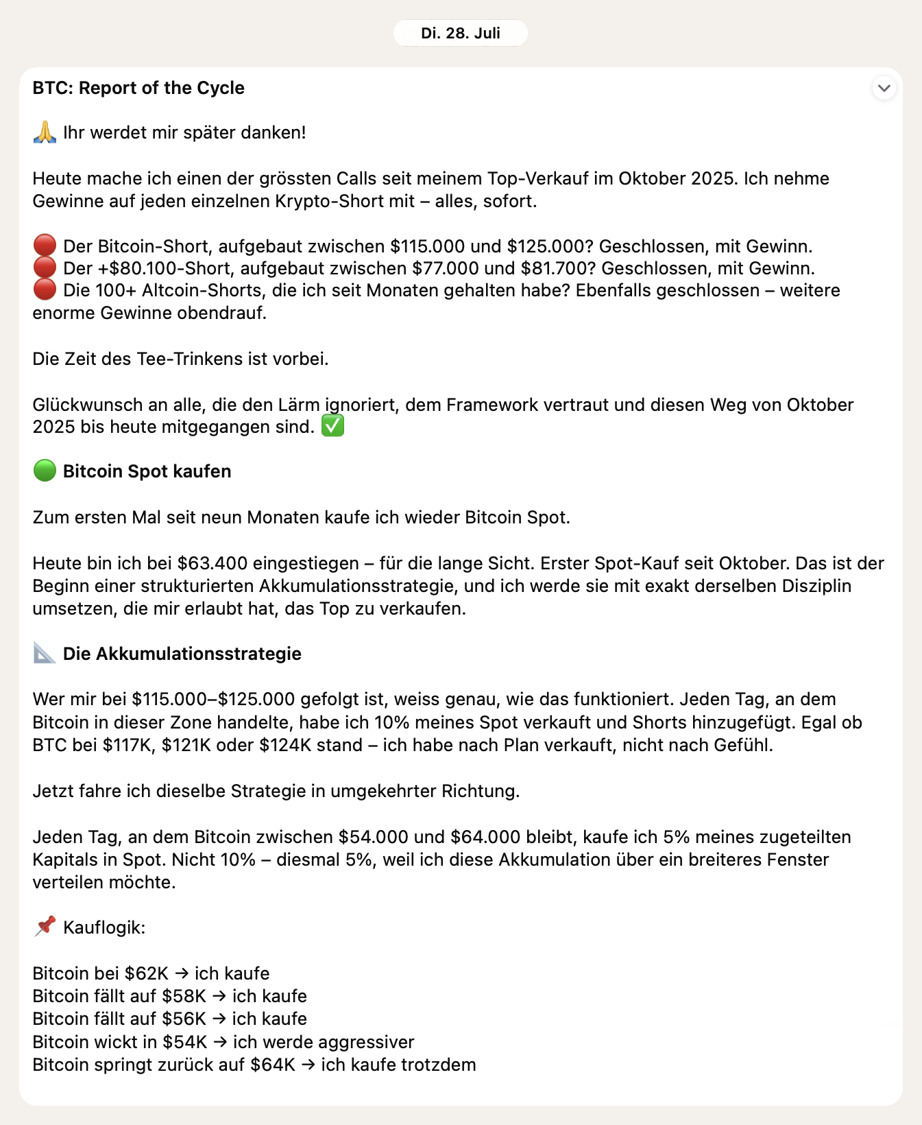 Originale Community-Nachricht: Der Boden-Einstieg